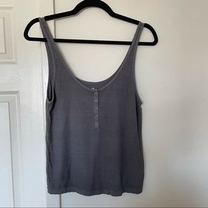 American Eagle Ribbed Button Tank Gray